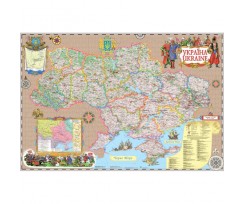 Адміністративна карта ІПТ Україна у козацькому стилі 100х68 см М1:1 500 000 (4820114950451)