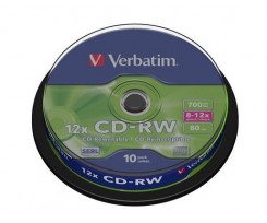 Диск CD-RW Verbatim 700Mb,12-24х, Cake 10 шт. (d.43390.028)