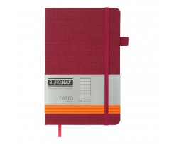 Книга записна Buromax Tweed 125x195 мм 96 аркушів лінія бордова (BM.291263-13)