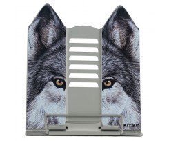 Подставка для книг Kite Wolf металлическая 20х26 см серая (K24-390-2)
