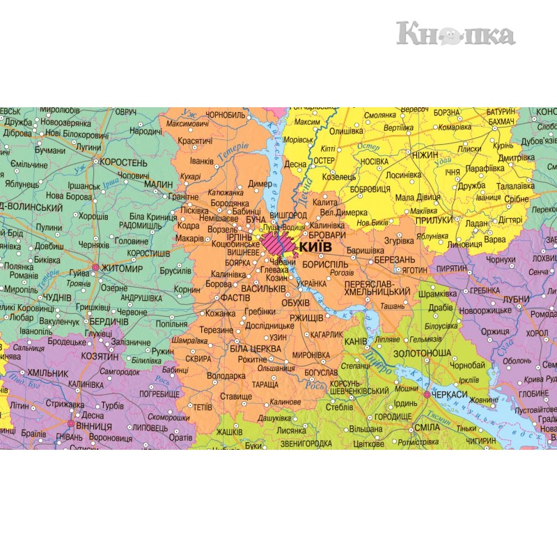 Административная карта ИПТ Украины Административное деление 65х45 см М1: 2350000 (4820114951366)