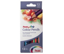 Олівці кольорові Pentel 2 мм 12 штук асорті (СВ8-12)