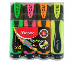 Комплект з 4-х маркерів Maped Fluo Peps Ultra Soft 1-5 мм асорті (MP.746047)
