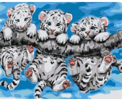 Картина за номерами Zibi Kids Line Маленькі тигренята 40х50 (ZB.64037)