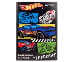 Картон Kite Hot Wheels, одностороній, 10 аркушів, А4, білий (HW19-254)