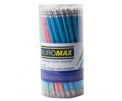 Олівець графітовий Buromax Pastel з ластиком 2.2 мм 100 штук асорті (BM.8526)