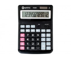 Настольный калькулятор Optima 230х165х45 мм 12 разрядный пластик черный (O75501)