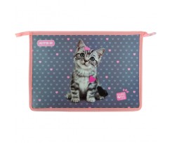 Папка на блискавці Kite Studio Pets A4+ сіра (SP23-428)